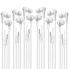 6 Pack Earbuds Stereo Earphones with Microphone Headphones Bass in Ear Earbud Headphones Compatible Mobile Phones, Tablets, MP3 and Other 3.5 mm Audio Device