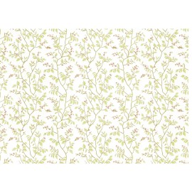 Brodnax Prints Dollhouse Wallpaper Brodnax Green & Cream Leaves "Cherry Blossom" 1:12 Scale