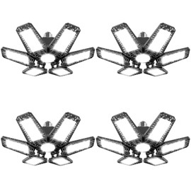 TOPAUBUB Garage Lights 4 Pack 160W, 16000LM LED Garage Lights with 6+1 Deformable Panels 6500K Screw in LED Shop Lighting for Workshop, Basement Support E26/E27
