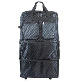 New York XPress 30" 36" 40" Rolling Wheeled Duffel Bag Spinner Luggage Expandable (BlackCheck, 30")