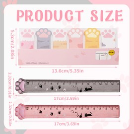 OUDQFCJ 2 Pack Meow Ruler Ruler for Measuring, Underlining and Drawing Precise Lines, Cat Paw Ruler Plastic (15cm)