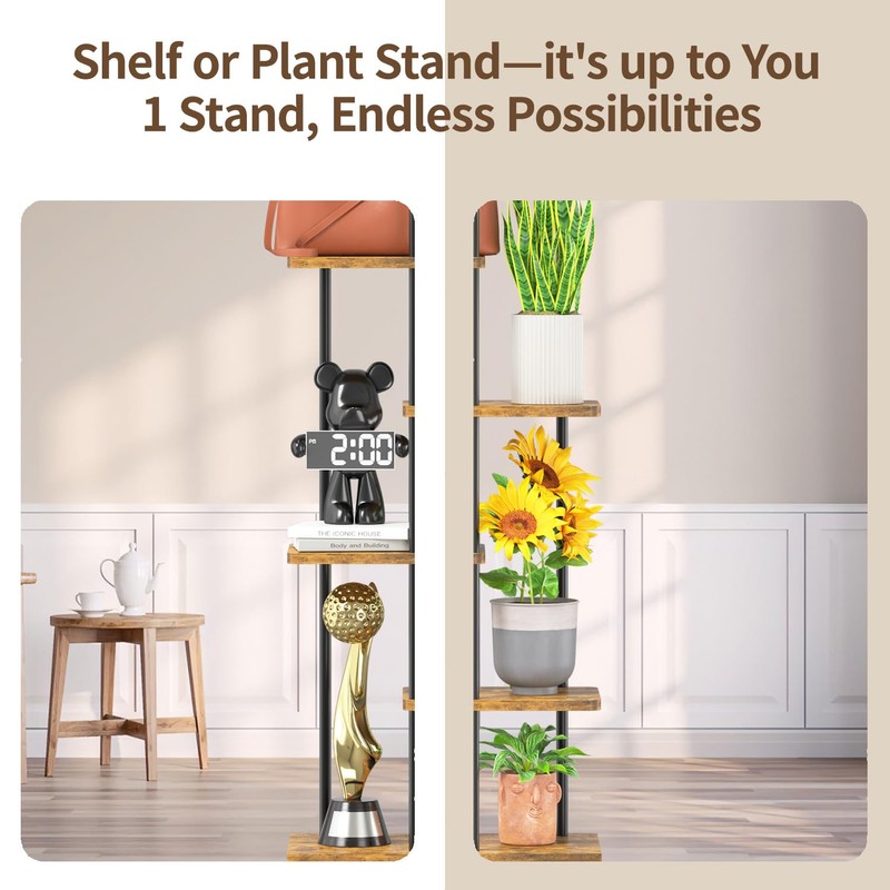 LASZOLA Black 7 Tiered Wood Plant Stand Indoor for Larger