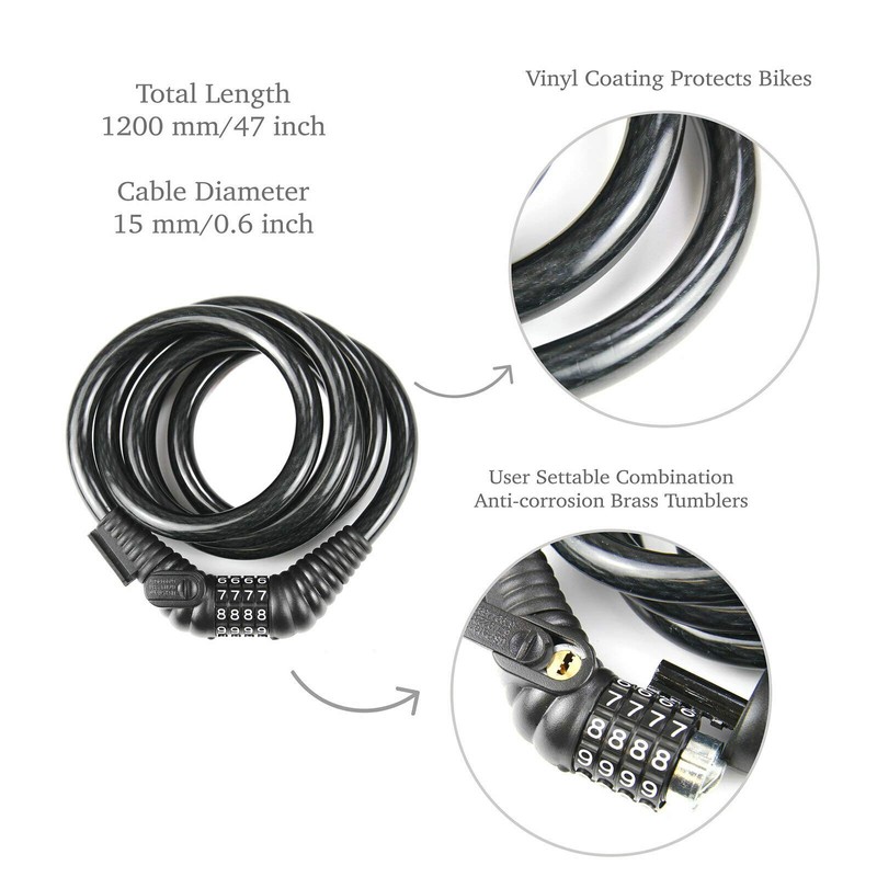 CyclingDeal Bike Bicycle Lock Cable 4FT Bike Cable Basic Self