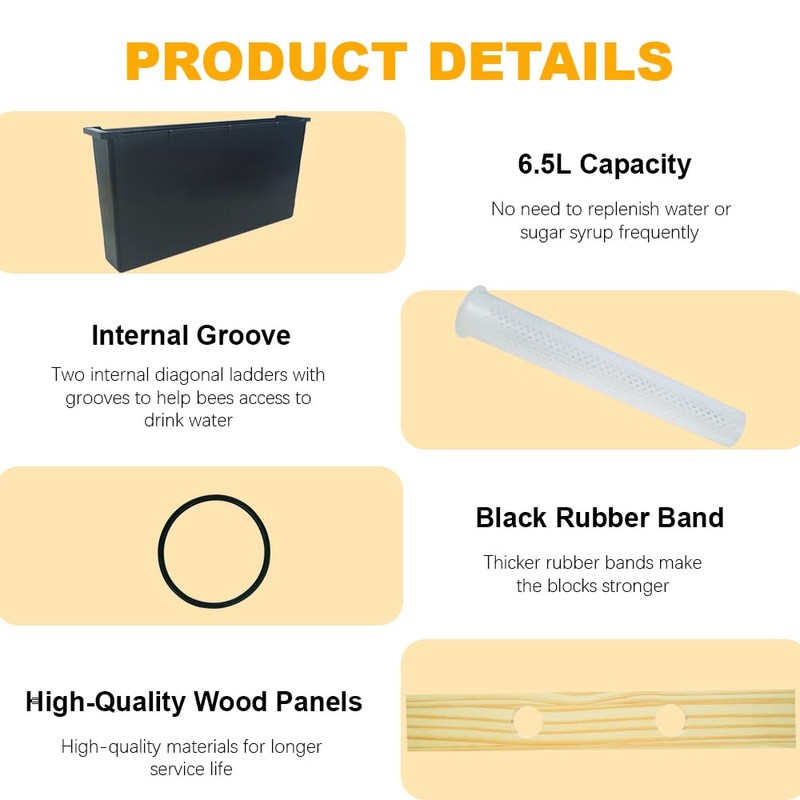 4 Pack 6.5L Bee Feeder, Bee Hive Feeder, Beehive Frame