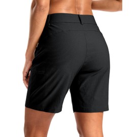 G Gradual Women's 7" Hiking Cargo Shorts Quick Dry Lightweight Golf Outdoor Work Summer Travel Shorts with Pockets(Black,XL)