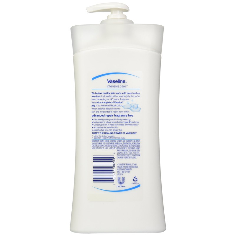 Vaseline Intensive Rescue Repairing Moisture Lotion, Fragrance Free, 20.3 Ounce
