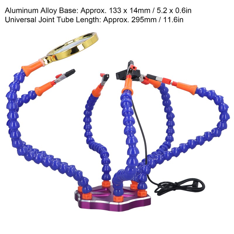 Helping Hand Soldering Station with 6 Flexible Arms USB Fan