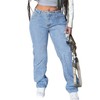 AprPith Women's Mid Waisted Straight Wide Leg Jeans Loose Fit
