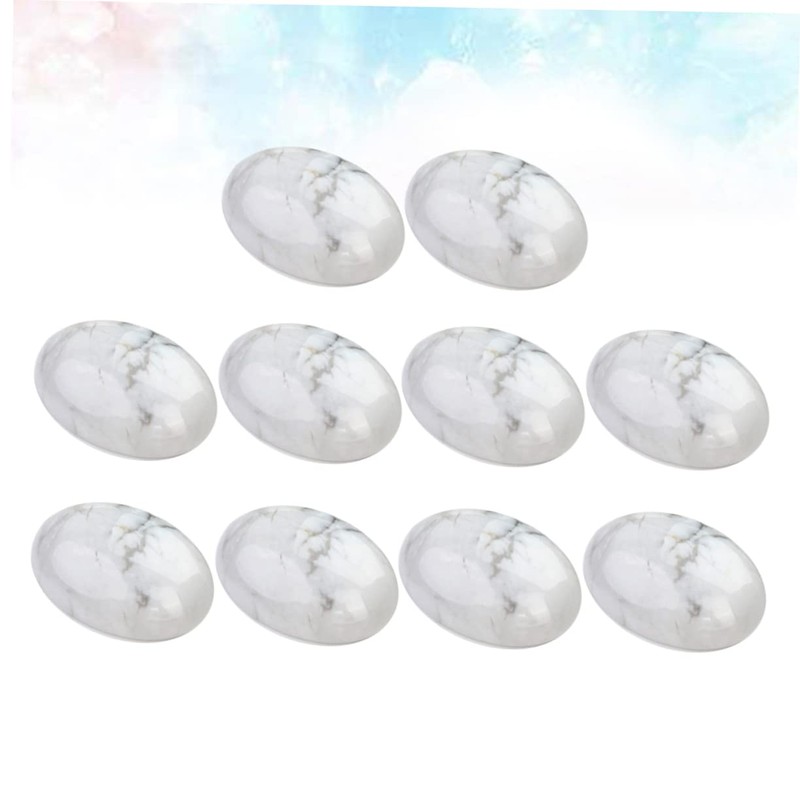STOBOK 10pcs Oval Howlite Stone Supplies for Jewelry Craft Making