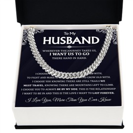 Husband Necklace Gifts From Wife, Anniversary Necklace For Husband, Christmas Birthday Valentines Day Necklace Gifts For Him, Cuban Chain Necklace For Men Romantic Gift