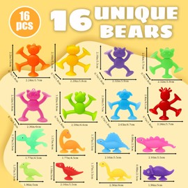 16PCS Suction Toys, Bath Toys for 1 Year Old, Baby Travel Toys, Sensory Suction Cup Building Toys for Toddlers, Windows and Mirrors Play, Plastic Suckers Kids Toys for Boys and Girls