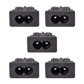 uxcell Uxcell C8 Panel Mount Plug Adapter 250VAC 2.5A 2 Pins IEC Inlet Module Plug Power Connector Straight 5pcs