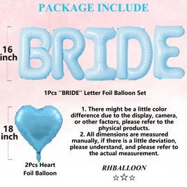 Light Blue Heart Balloons Bride Wedding Balloons Bachelorette Balloons for Bachelorette Party Decorations Bridal Shower Decorations Bride Decorations Wedding Party Decorations Balloons Set-7 PCS