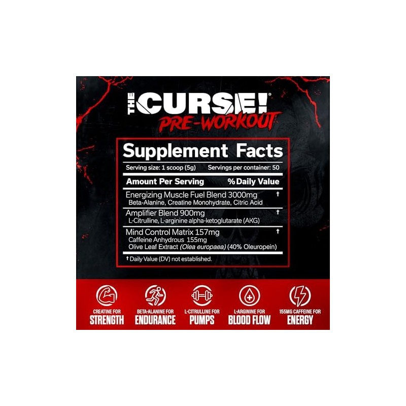 JNX SPORTS The Curse Pre Workout Powder for Men Women,