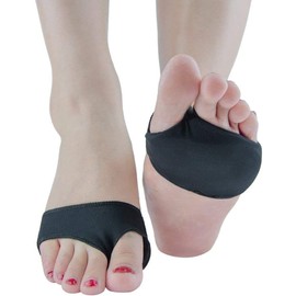 Metatarsal Gel Pads 2 Hole Forefoot Cushion Ball of Foot Cushion Reusable for Morton's Neuroma Heels and Foot Pain (Black, L)