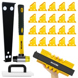 Laminate Flooring Tools, NAACOO Flooring Installation Kit，Professional Vinyl Flooring Tools - Tapping Block with Handle, 10” Contour Gauge, Pull Bar, 2 in 1 Flooring Spacers, Rubber Mallet