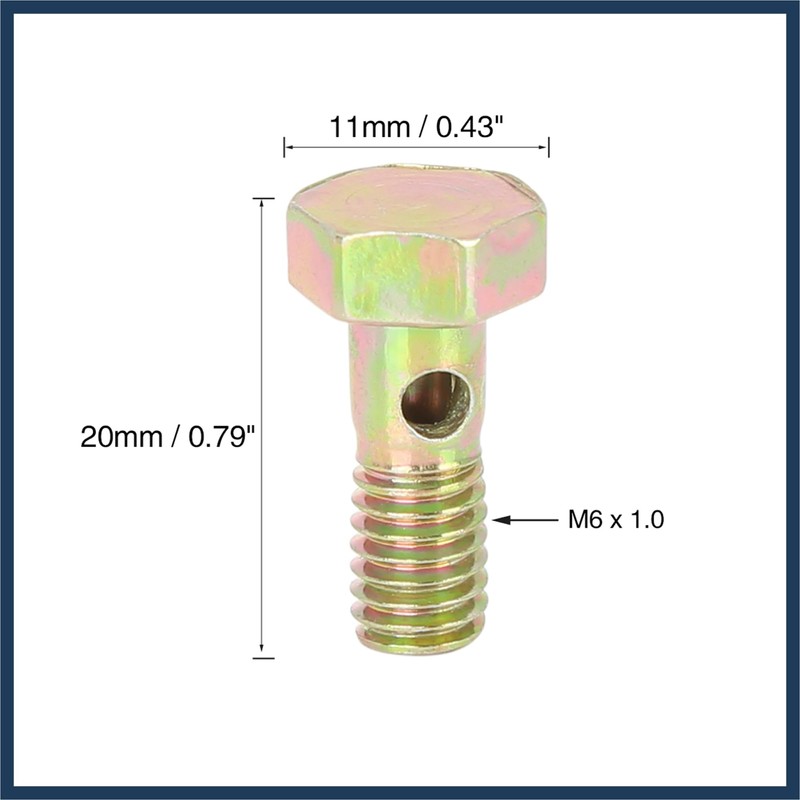 INFINAUTO M6x1.0mm Metric Thread Banjo Bolts Brake Fitting Adapter Stylish