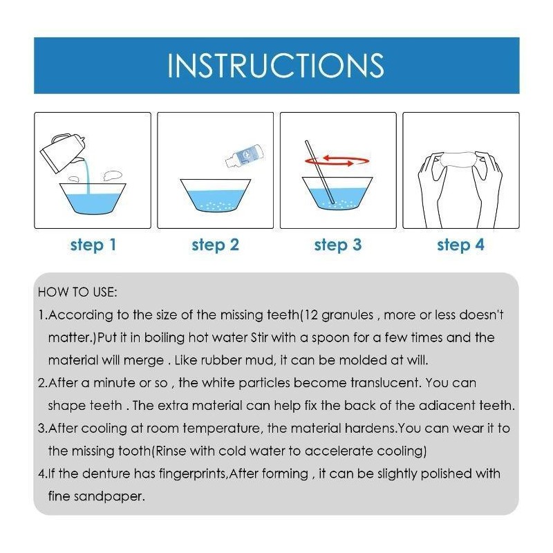 UAYSUING Shapeable Denture Pellets - Mouldable False Teeth Solution for