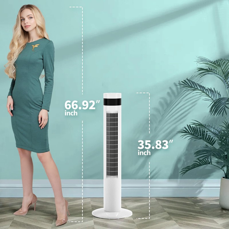 Antarctic Star Tower Fan Portable Floor Fans 85°Oscillating Fan 36''