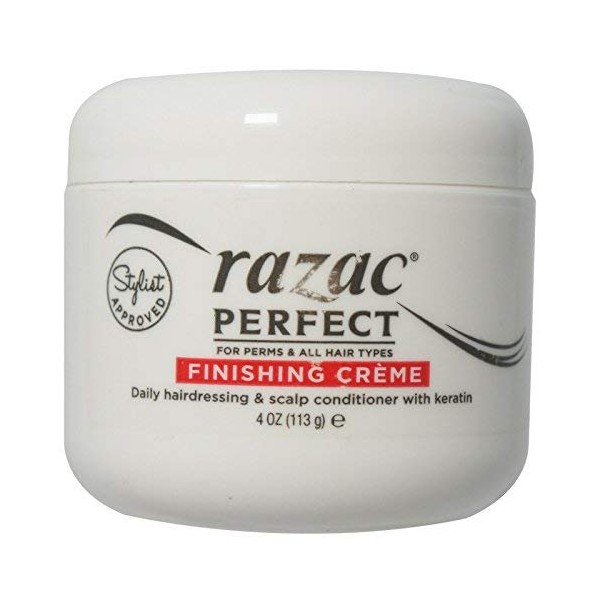 Razac Perfect for Perms & All Hair Types Finishing Creme, Daily Hairdressing & Scalp Conditioner With Keratin, 4 oz (Pack of 4)