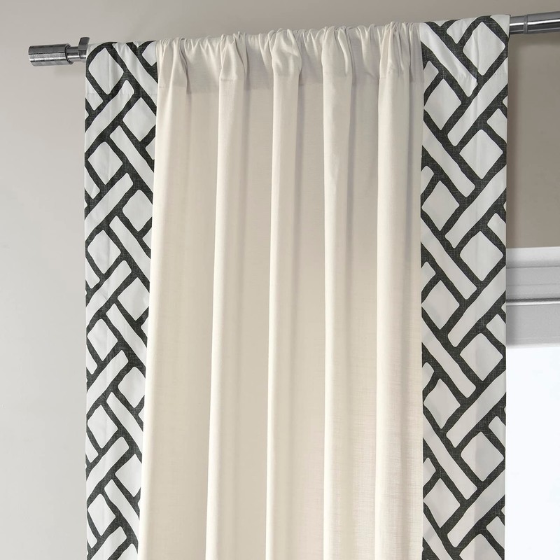 HPD Half Price Drapes Bordered Solid Cotton Curtains for Bedroom