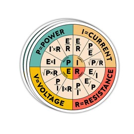 3 Pcs Ohms Law Sticker, Ohms Law Wheel Electrician Hard Hat Physics Stickers, Inappropriate Stickers, Programming Stickers - Vinyl Sticker 3 Inches for Water Bottles Laptop Phone Car Window Helmet