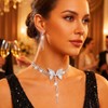 Aukmla Silver Rhinetsone Wedding Jewelry Sets Butterfly Choker Necklace Set