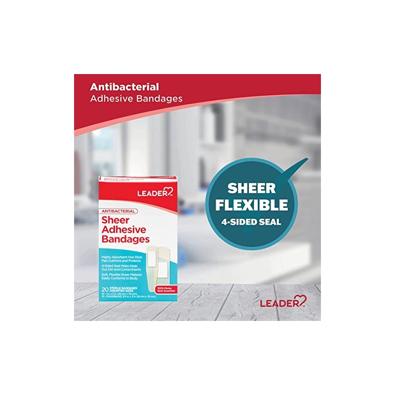 Leader Sheer Adhesive Bandages, Packs ofBlends with Skin, Helps Prevent