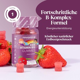 Vitamin B12 Children's Gummy Bears - Vitamin B Complex High Dose with B12, B1, B2, B6, Biotin, C - Vegan & Gluten Free B12 - Alternative to Vit B 12 Drops & Tablets - 30 Gummies - Novomins