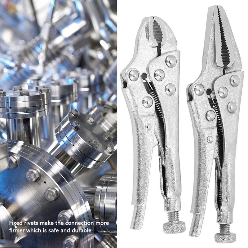 2pcs Locking Pliers Ground Mouth Straight Jaw Lock Vise Grip