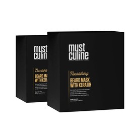 MUSTCULINE Keratin Beard Mask, Fills Patchy Areas, Controls Frizz, Strengthens and Straightens (2 Package)