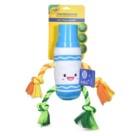 Crayola for Pets Blue Marker Rope Plush Squeaker Dog Toy, 6”, Pup-Visible Color Toys Dogs See Best, Mixed Material Enrichment Dog Toy with Chew Ropes, Rubber Cap, Plush Body with Squeaker