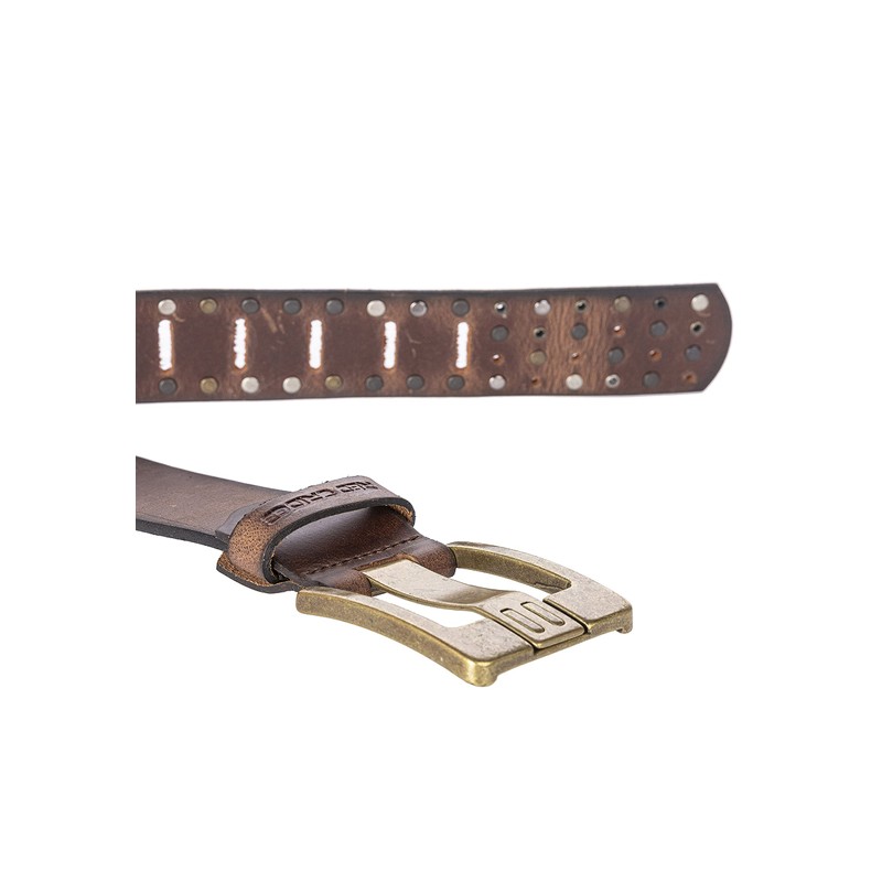 Red Bridge men's leather belt, wide rivet belt, Cowboy Western