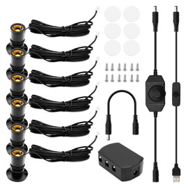 Dtructiew LED Spot Light 6PCS, Mini Led Spotlight Indoor with Dimmer, 1W 5V Dimmable LED Spot Lights Indoor Accent Lights Adjustable for Painting Picture Plants Jewelry Showcase Model Display