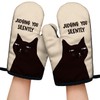 Judging You Silently Funny Black Cat Oven Mitts with Hanging
