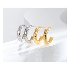 Liaya Dangle Hoop Earrings for Women Teen Girls, Spike Star Moon Pearl Sun Flower Heart Cross Chain Gold Huggie Tiny Drop Dangling Earrings, 925 Sterling Silver Hypoallergenic Fashion Jewelry Gift (C ear-silver)