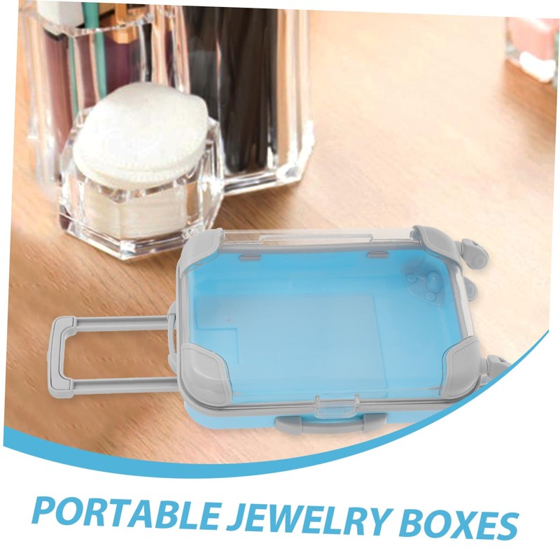 NOLITOY 2pcs Mini Rolling Suitcase Candy Box Plastic Luggage Storage