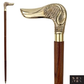 37" Premium Quality Rosewood Canes and Walking Sticks Brown & Golden, Solid Brass Dachshund Dog Head Handle - Wooden Stylish Walking Cane Fashion Statement - 12 Days of Deals
