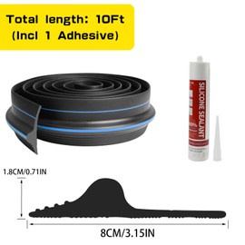 VUAOHIY 10 FT Universal Garage Door Threshold Seal Strip with Adhesive/Sealants, Flexible and Waterproof Bottom Rubber Weather Stripping Replacement（Blue, 1 Adhesvies）