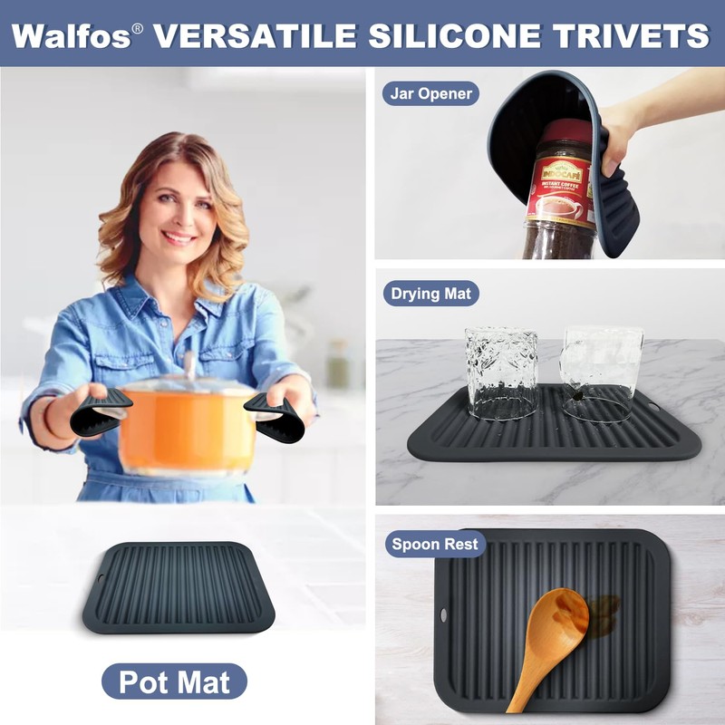 Walfos Silicone Trivets for Hot Pots and Pans - 446°F