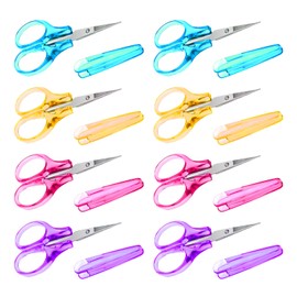 Pack of 8 Children's Scissors, 9 cm Small Paper Scissors, Rounded Blades School Scissors, Craft Scissors with Cover, Mini Safety Scissors, for Boys, Girls, Crochet, Paper Cutting