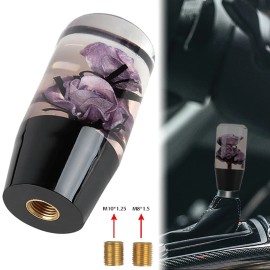 Unbranded Universal 10cm JDM Clear Purple Real Rose Flower Manual Gear Stick Shift Knob
