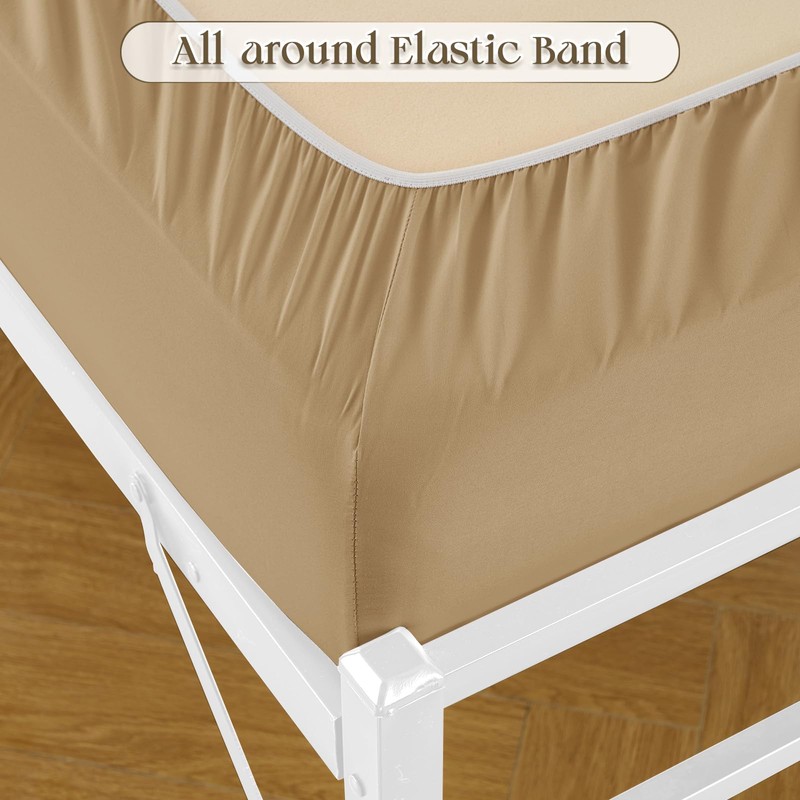 Eychei Cot Fitted Sheets, Beige, 2 Pack, 31" x 75"