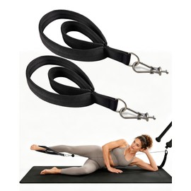Wonderful Day Upgraded Pilates Loops Compatible with Tonal Smart Home Gym, Soft Thickened Double Loop Straps with Sturdy Adapters, Fitness Accessories for Reformer & Wall Pulley (2 Count)(Black)