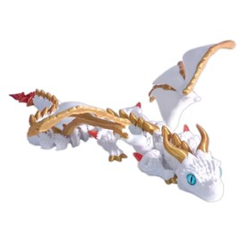 Rppiup 3D Printed Dragon, Bendable and Flexible Dragon Fidget Toy with Eyes & Huge Wings, Fully Joints Articulated Crystal Dragon Figurine, Home Decor Executive Desk Toys for Birthday Party (White)