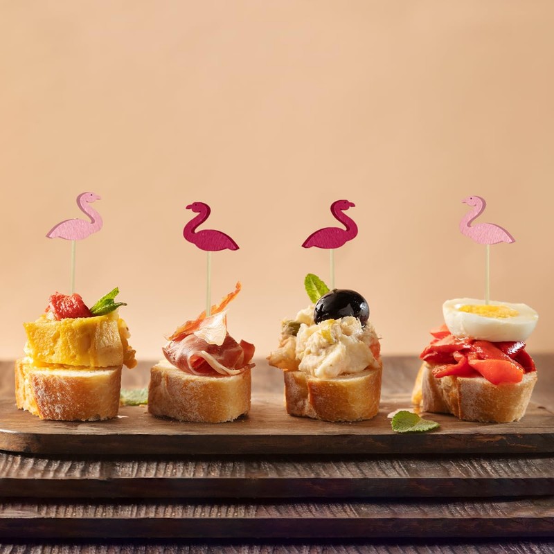 NILLOS Cocktail Bamboo, 100 PCS Flamingo Design Decorative Cocktail Appetizer