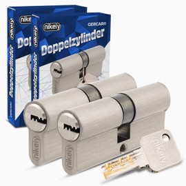 GERCAR Pro 2 x Locking Cylinder 45/45 Keyed Alike Set 2 Profile Cylinder Including 10 Keys 90 mm Door Lock Cylinder Lock 2 Cylinder Length 90 mm A:45 W 45 Brass Matt Solid