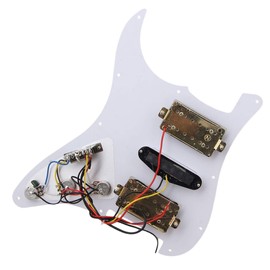 logyues Loaded Prewired Pickguard Guard Plate with HSH Pickup for Electric Guitar (White)