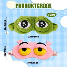 Sleep Mask Funny, Pack of 2 Soft Sleeping Masks for Children and Women, Sleeping Mask Children Girls with Eyes, Ideal for Travel and Gifts, Green and Pink