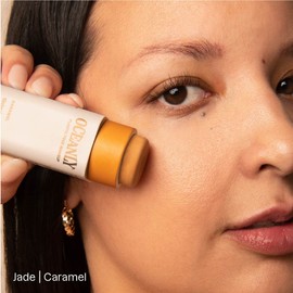 ATTITUDE Oceanly Light Coverage Face Tinted Oil Stick, EWG Verified, Titanium Dioxide-Free, Vegan Tinted Moisturizer, Plastic-Free, Caramel, 12 grams